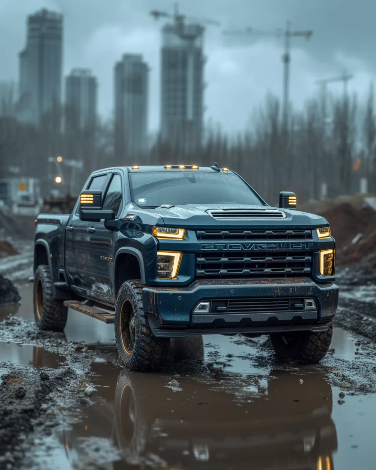 Rugged Silverado HD with heavy-duty upgrades on a construction site