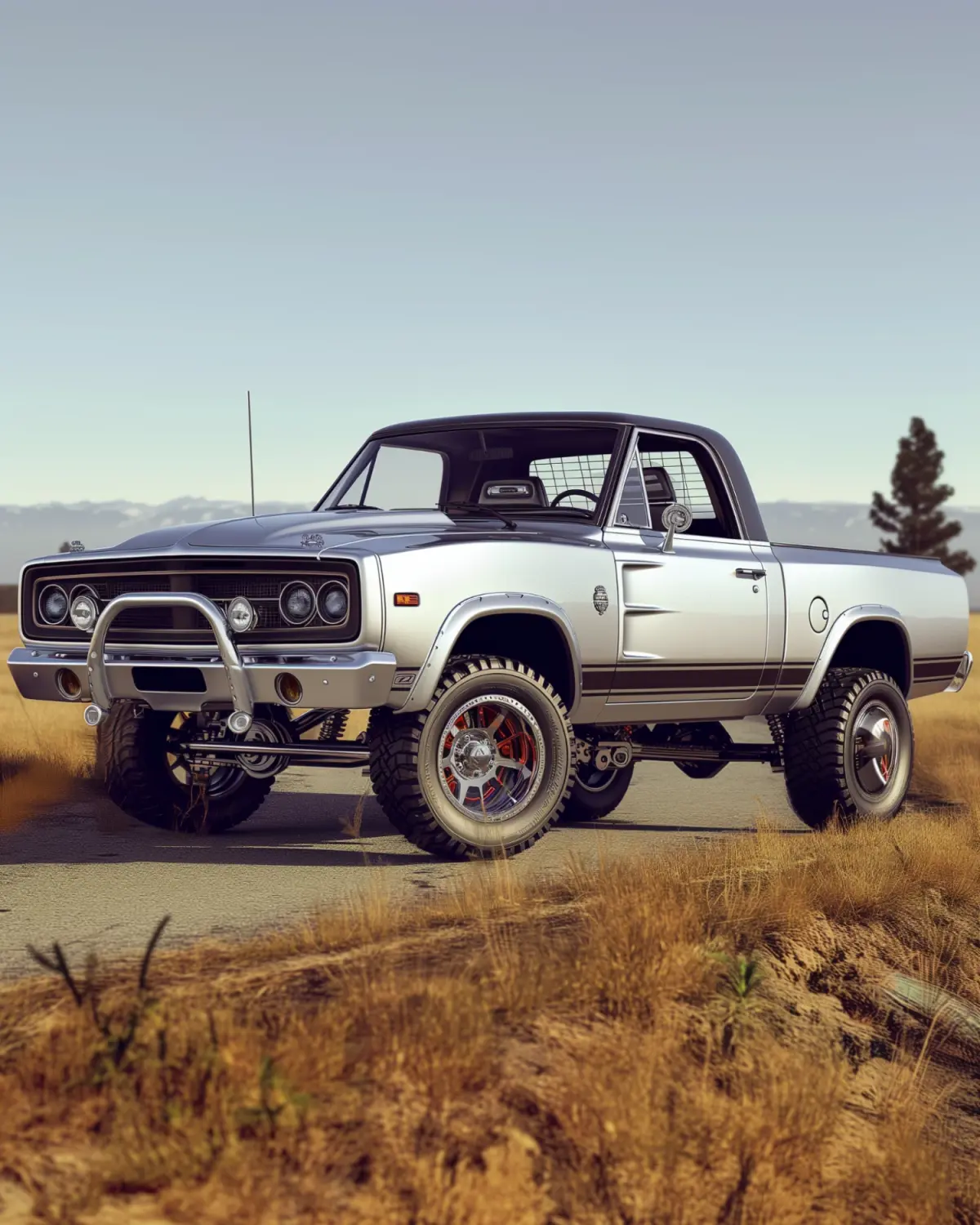 Modernized Classic Dodge Ramcharger on the high way
