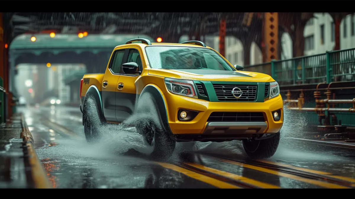 Subway themed Nissan Frontier in an urban setting for fast sandwich delivery